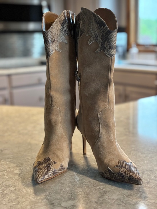 Dolce Vita Shoes - Dolce Vita Mid Calf Snakeskin Toe Heeled Boots